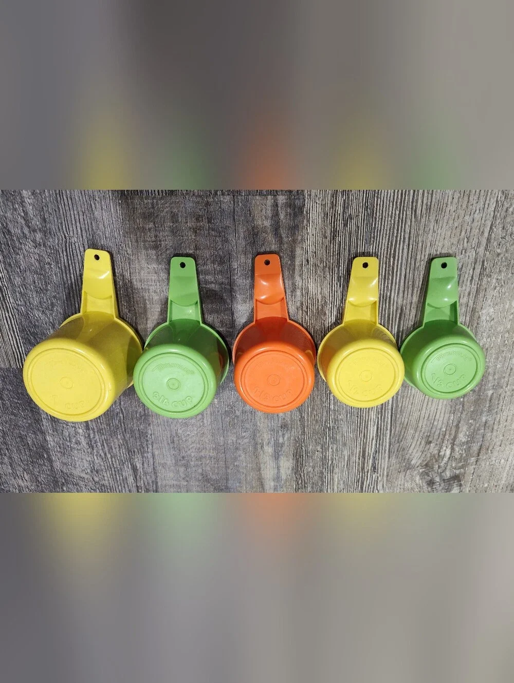 Tupperware Set Of Five Nesting Measuring Cups, Yellow, Green, Orange - Picture 8 of 10